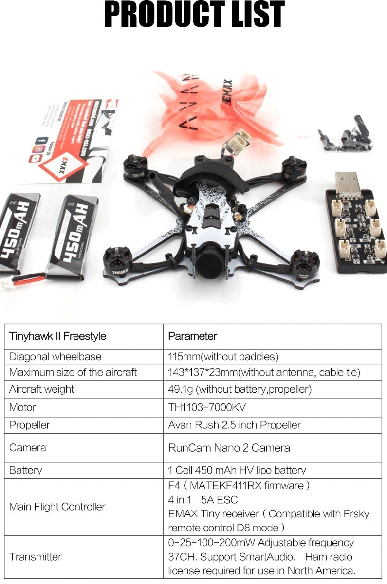 EMAX Tinyhawk II Freestyle 2S FPV BNF