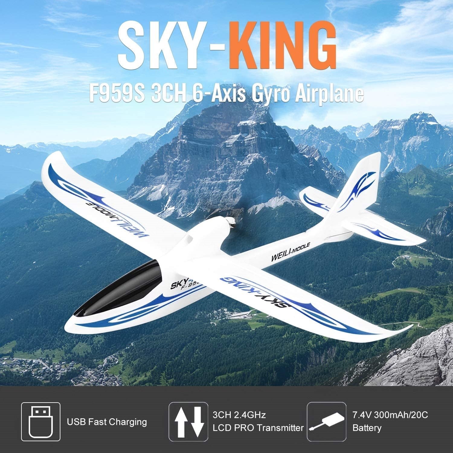 WLtoys Sky-King F959S 2.4GHz m/gyro - komplett