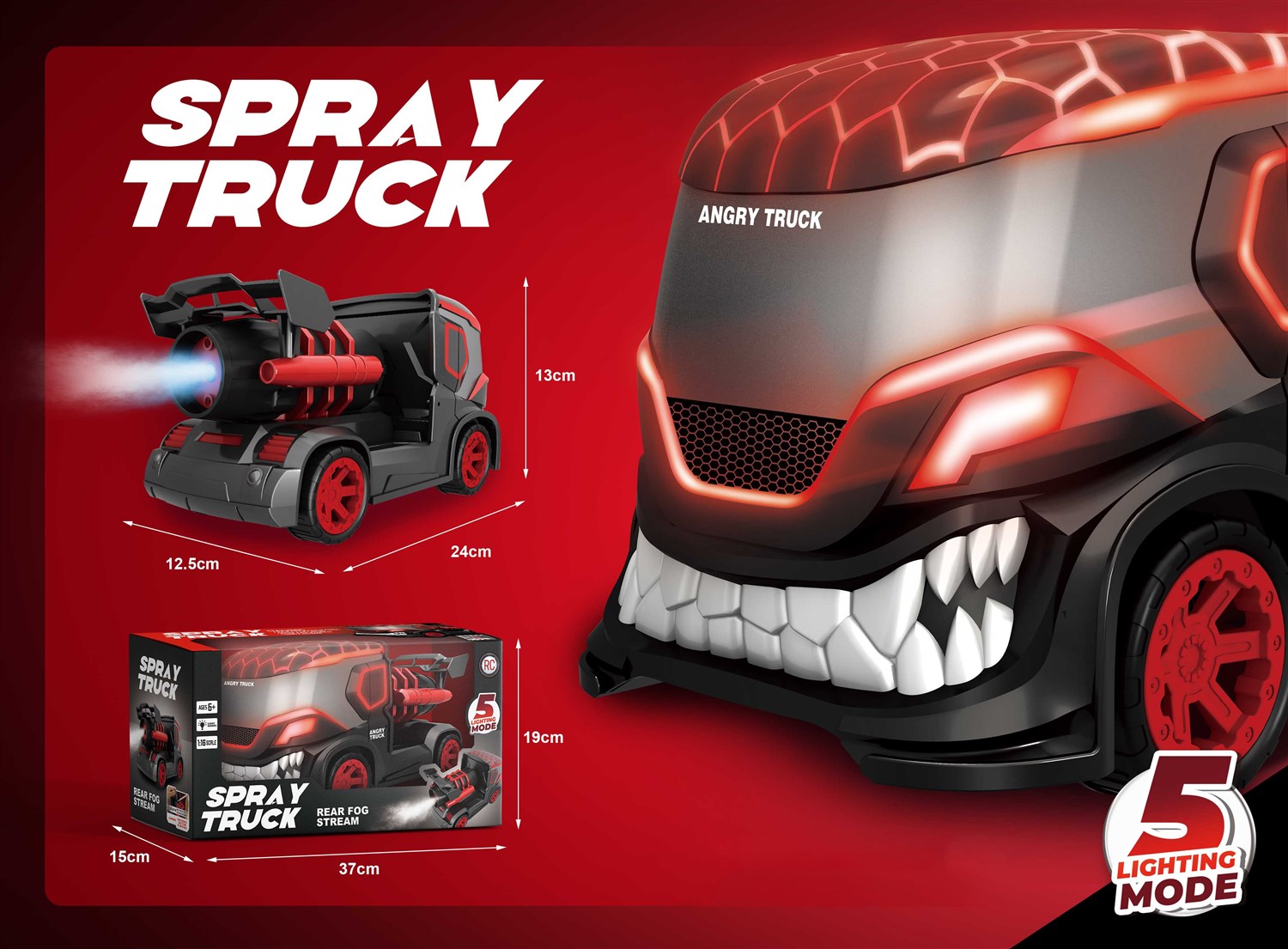 Angry Truck - med ljus och rk - Rd