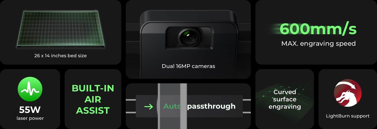 xTool P2 - CO2 Lasersk�rare 55W - Black