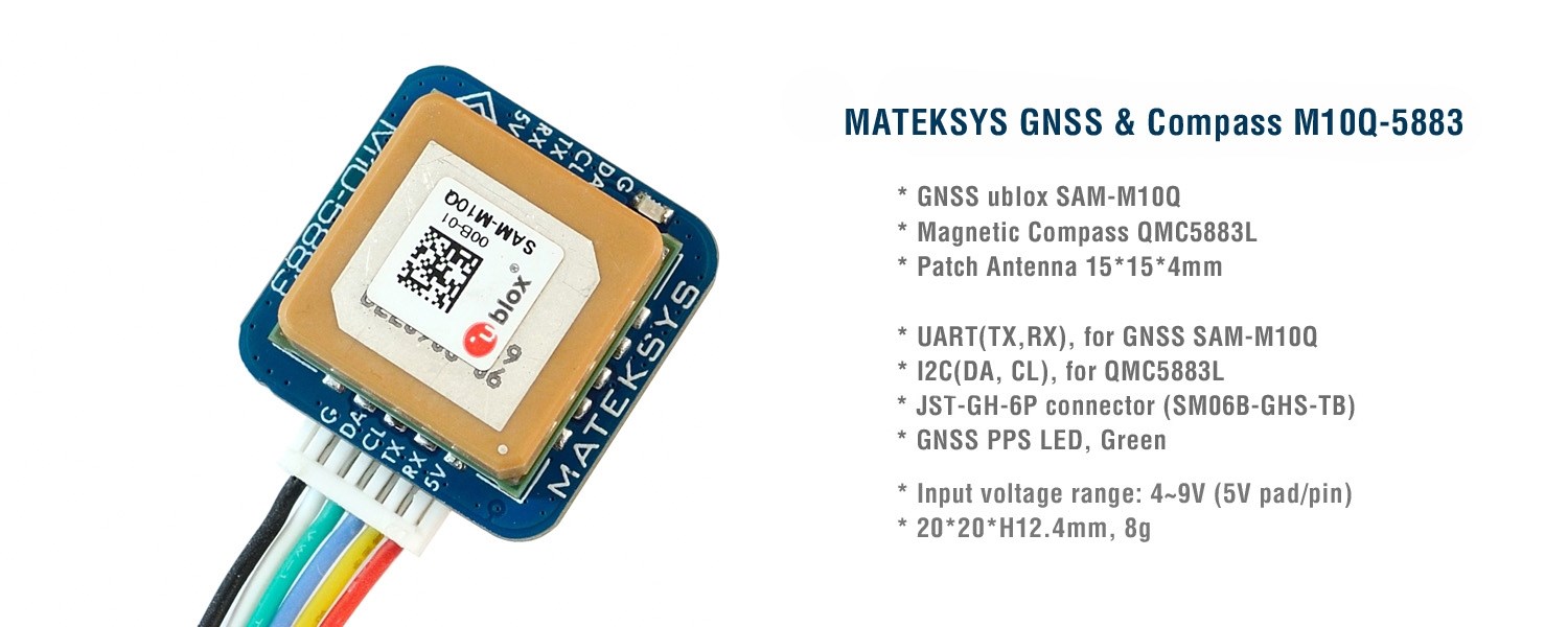 Mateksys GNSS & Compass M10Q-5883