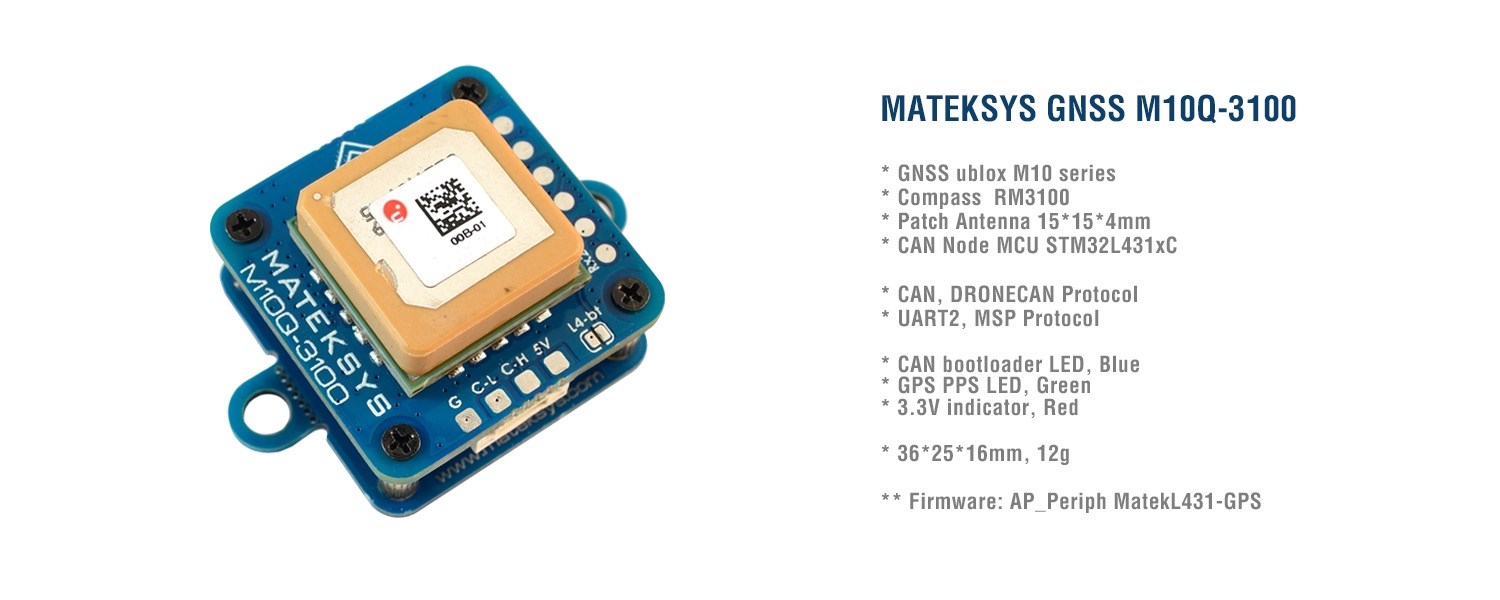 Mateksys GNSS/Compass/Barometer M10Q-3100