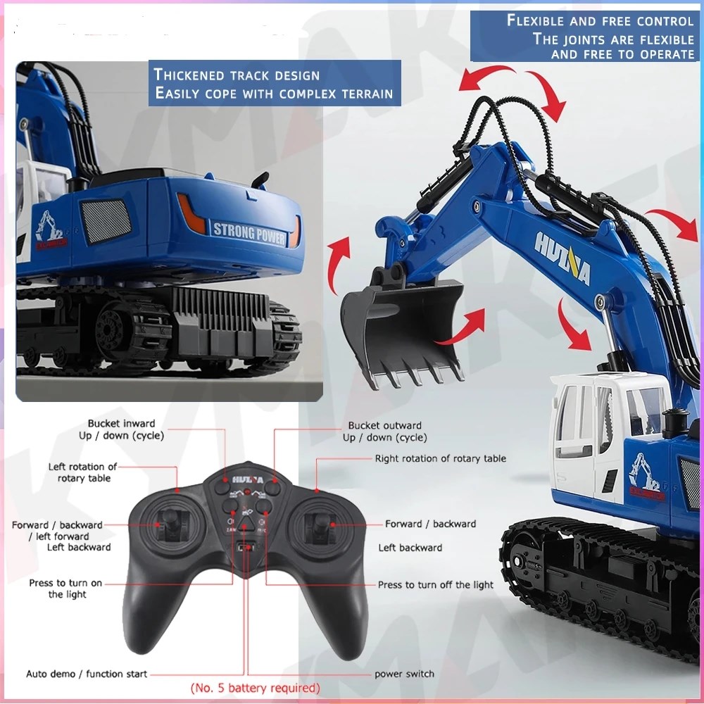 HuiNa Grvmaskin Bl m/Metalllda 1:18