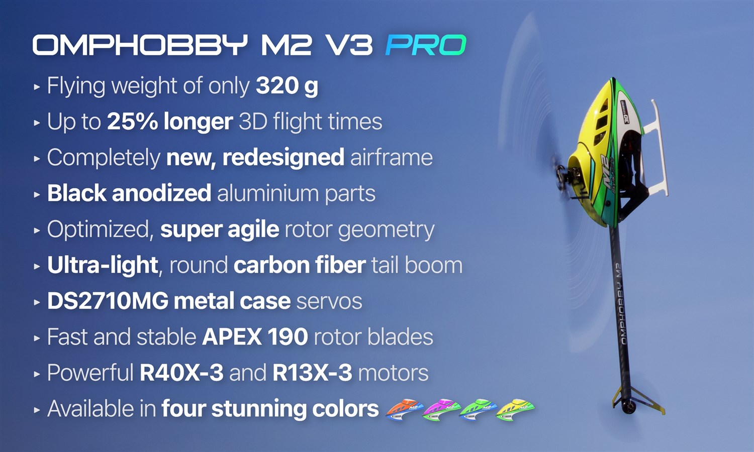 OMP Hobby M2 V3 PRO Helikopter - Velocity Green