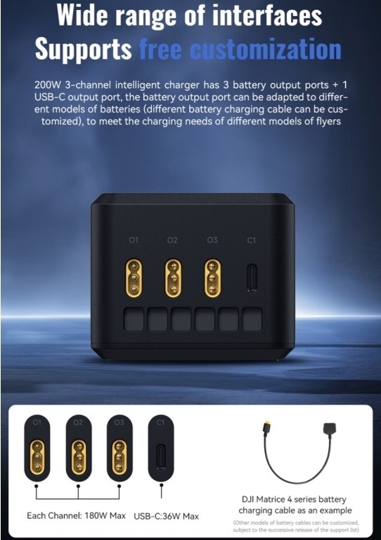 LKTOP Three-Way Smart Charge 200W for Matrice 4