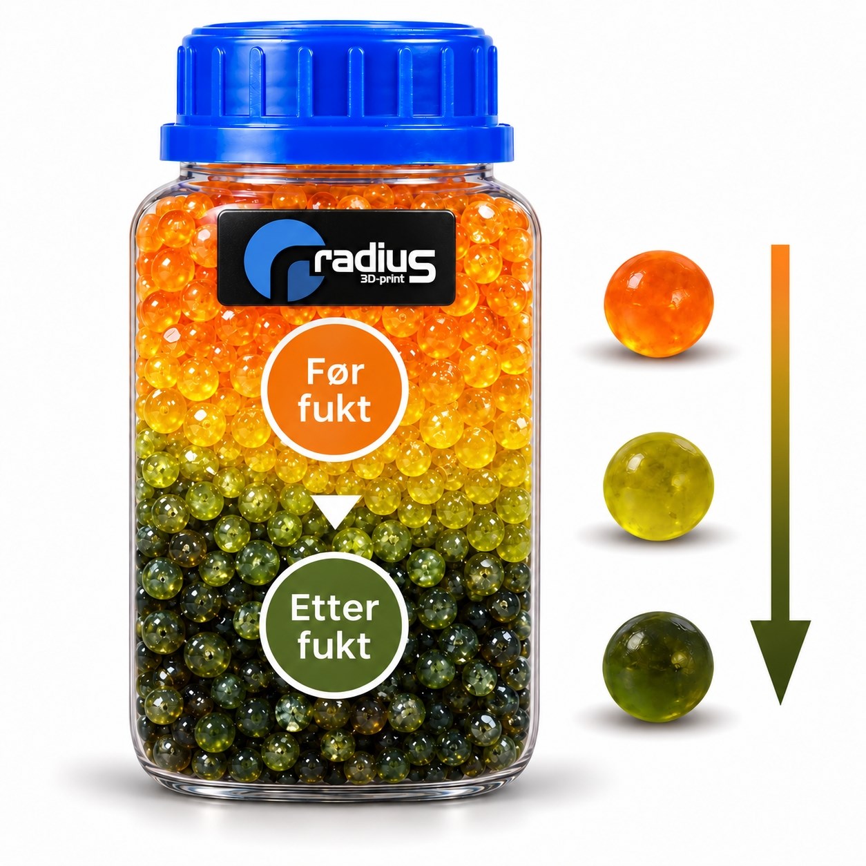Radius torkmedel 500 g kiselgel - orange
