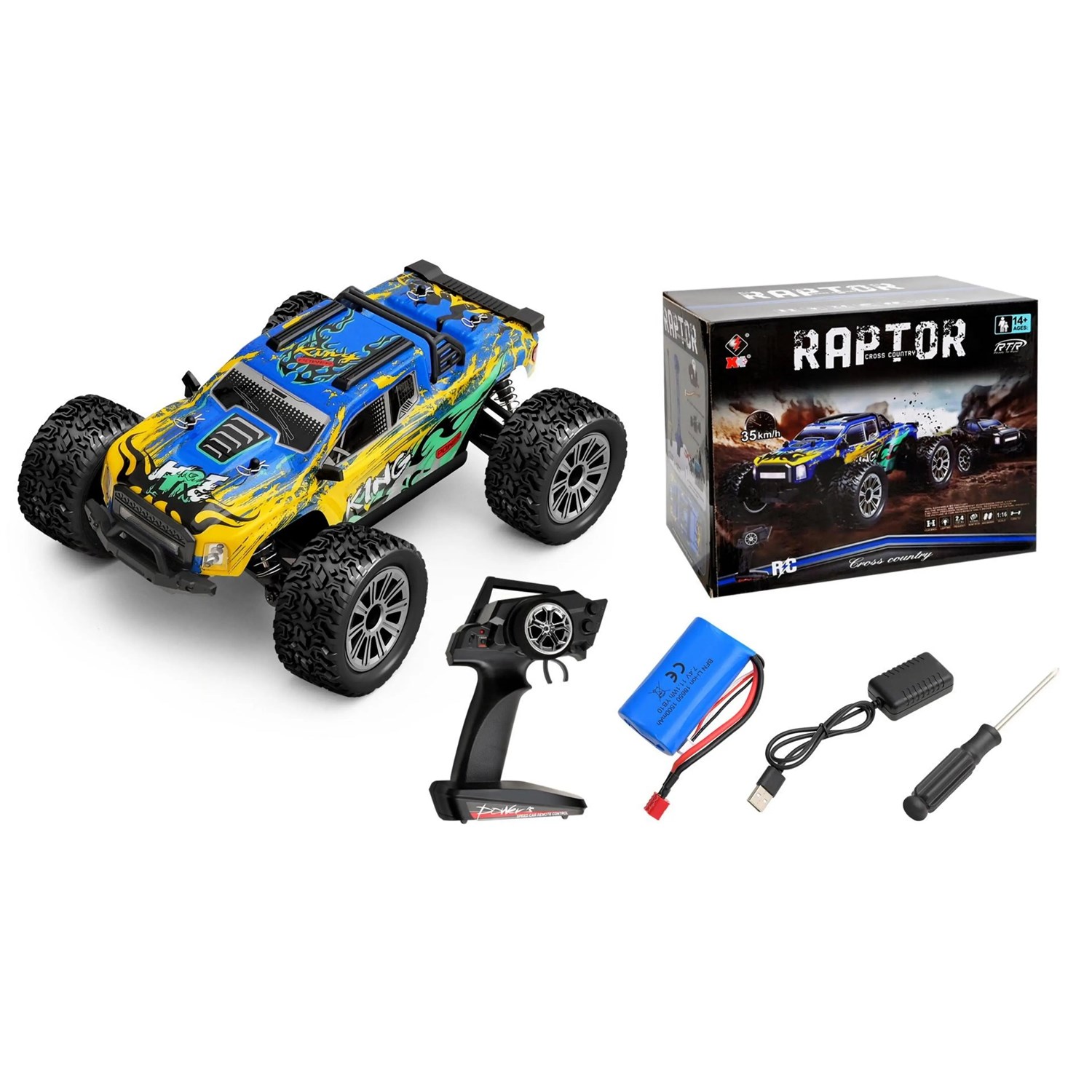 WLToys Monster 164018 1/16 4WD Blue Yellow