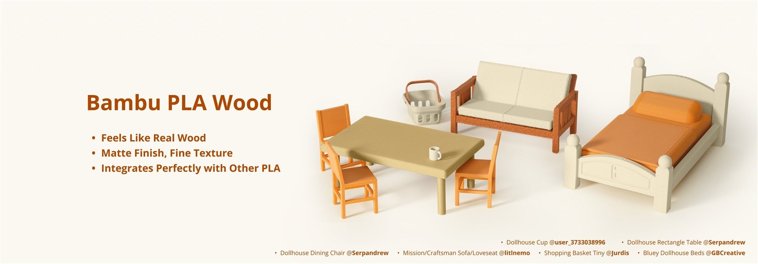 Bambu Lab PLA-tr� 1kg - Svart valn�t