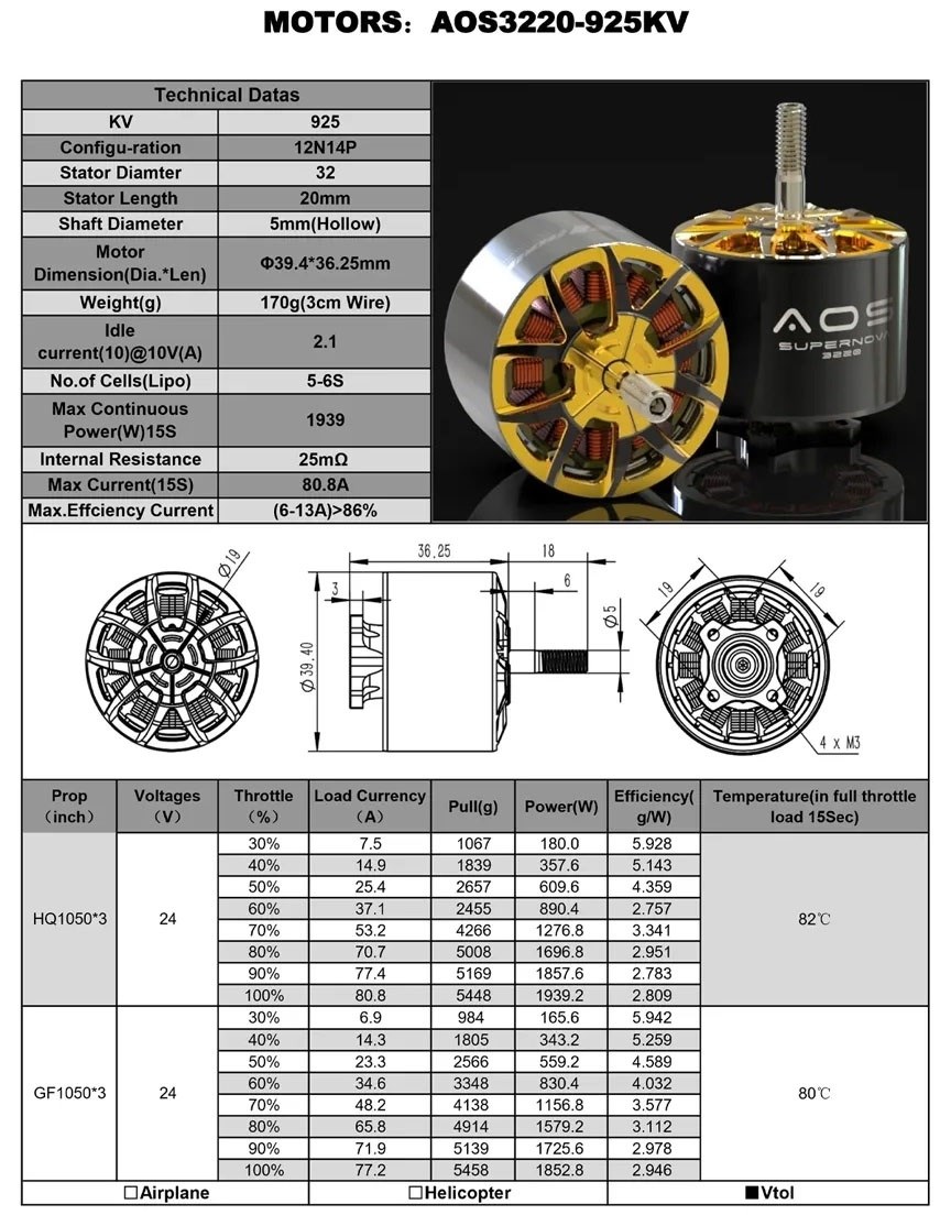 AOS-RC Supernova 3220 925KV 1stk