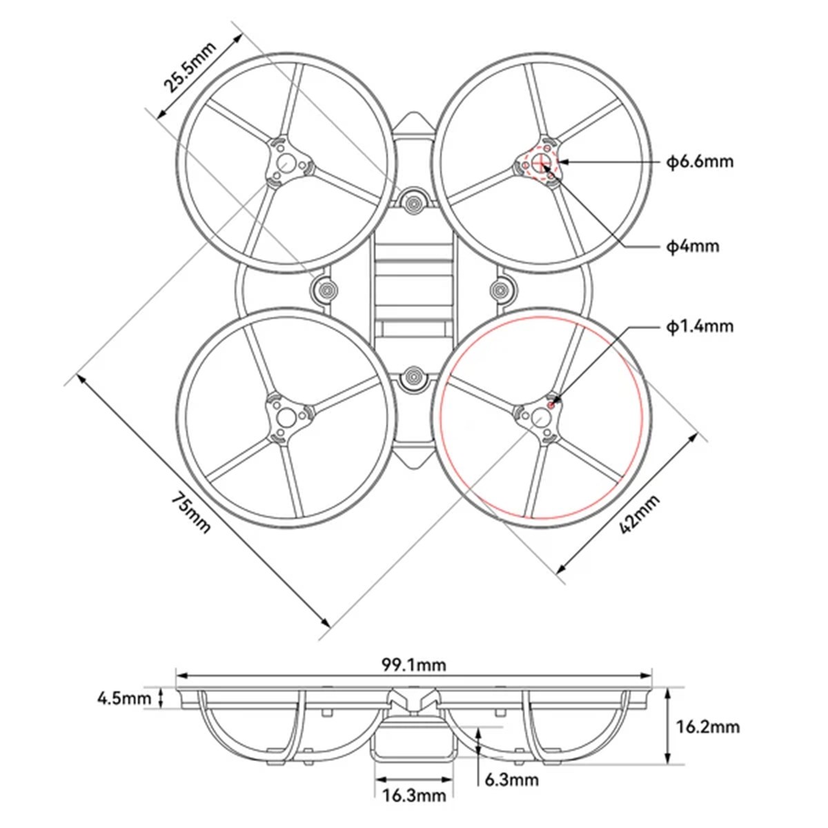 BETAFPV Air75 II borstl�s Whoop-ram