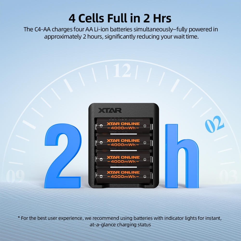 Xtar C4 AA-laddare 4x0.5A