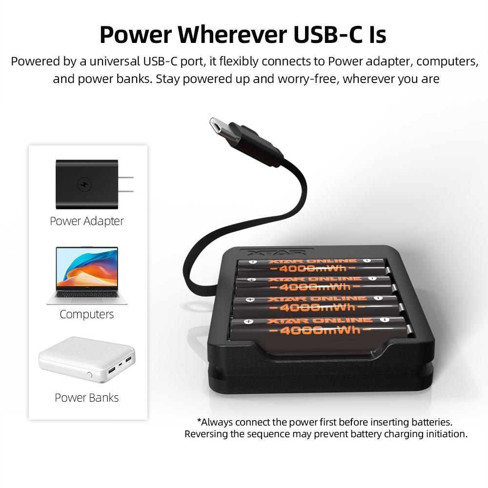 Xtar C4 AA-laddare 4x0.5A