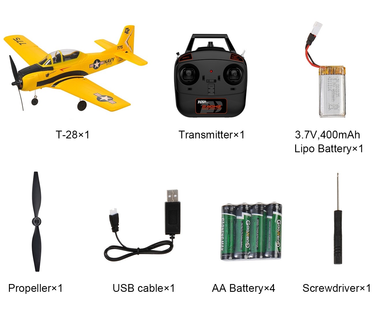 Top RC Hobby T28 450mm Gyro Gul RTF