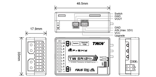 FrSky TW Twin SR12 Dubbel 2.4 GHz