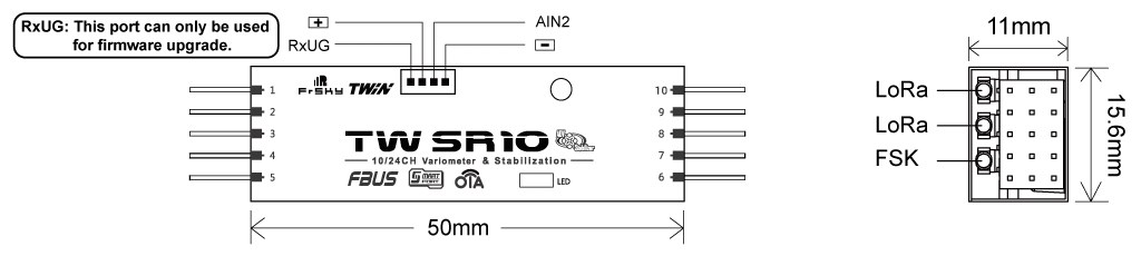 FrSky TW Twin SR10 Dubbel 2.4 GHz