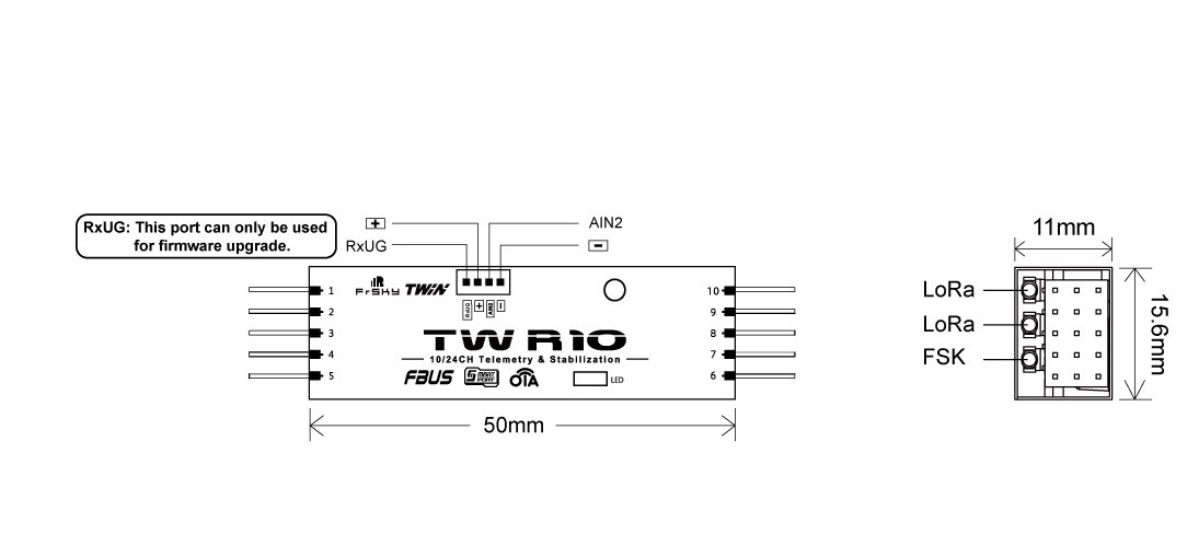 FrSky TW Twin R10 Dubbel 2.4 GHz